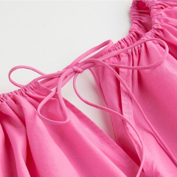 H&M Tie Belt Dress Pink New Belted Barbiecore Barbie Core - Picture 10 of 10